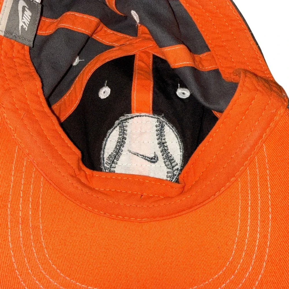 Nike Baseball Cap Kids Boys Pre-Owned Hat Orange Grey White‎ Embroidered Swoosh